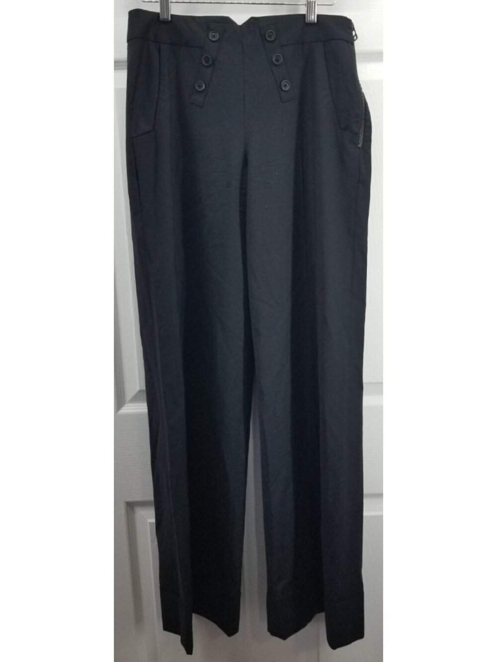 Pink Tartan Black Wool Wide Leg Cuffed Pants Size 2